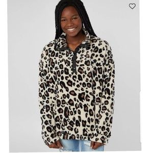 Cheetah half button sweatshirt